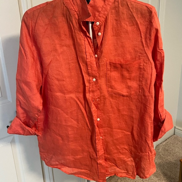 GAP Tops - GAP Coral Linen Button Down Shirt